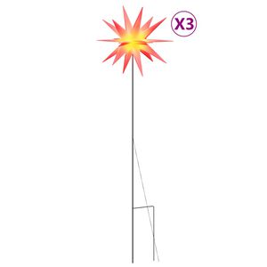 vidaXL Ozdoby świetlne LED z prętami, składane 3 szt., czerwone, 35 cm