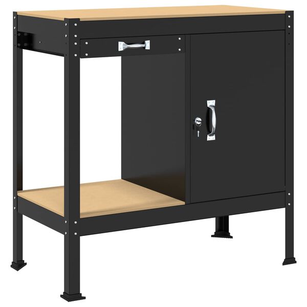 vidaXL Ławy robocze Czarny 90 x 49 x 91 cm Materiał drewnopochodny