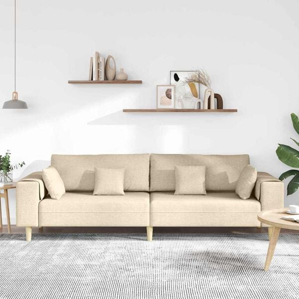 vidaXL Sofa z poduszką Kremowy 250 x 77 x 76 cm tkanina