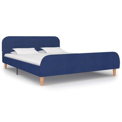 vidaXL Rama łóżka, niebieska, tapicerowana tkaniną, 140 x 200 cm