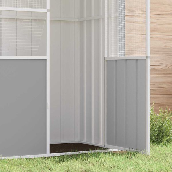 vidaXL Woliera, szara, 215x78x200 cm, galwanizowana stal