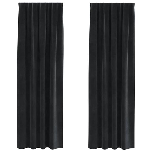 vidaXL Zasłony zaciemniające 2 pcs Czarny 140 x 245 cm Aksamit
