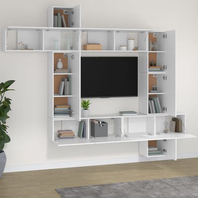 vidaXL Zestaw 9 szafek TV, biały, materiał drewnopochodny