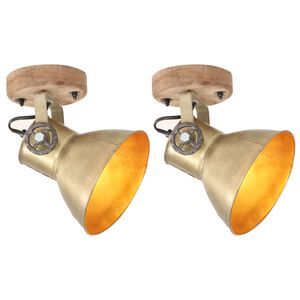 vidaXL Industrialne lampy ścienne/sufitowe 2 szt. mosiądz 20x25 cm E27