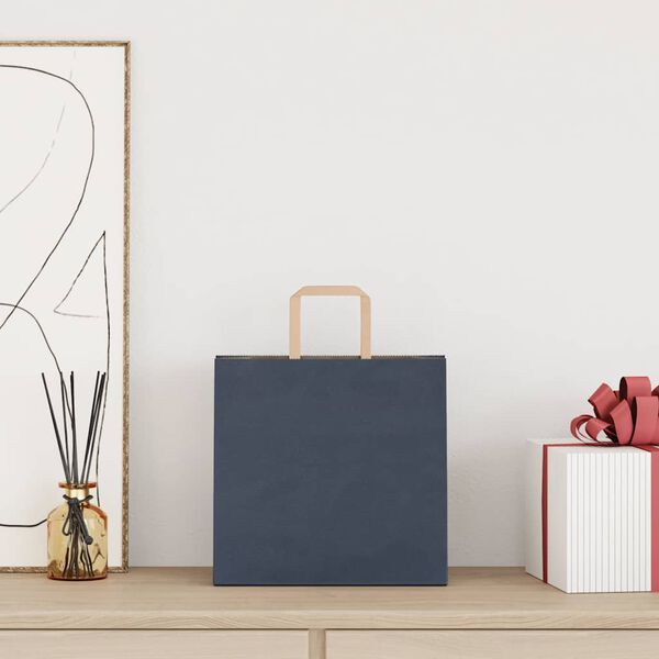 vidaXL Torby papierowe 250 szt. z uchwytami Niebieskie 26x17x25 cm