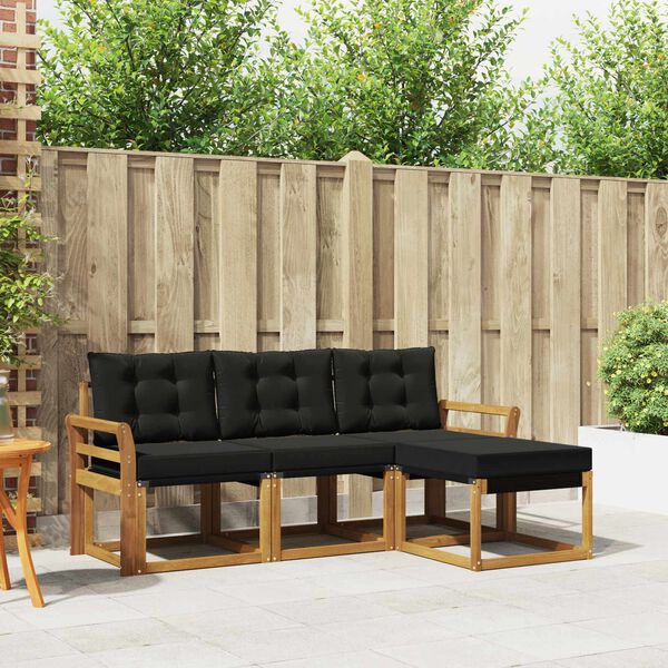 vidaXL Zestaw sof na zewnątrz z poduszką 4 pcs Naturalny i czarny