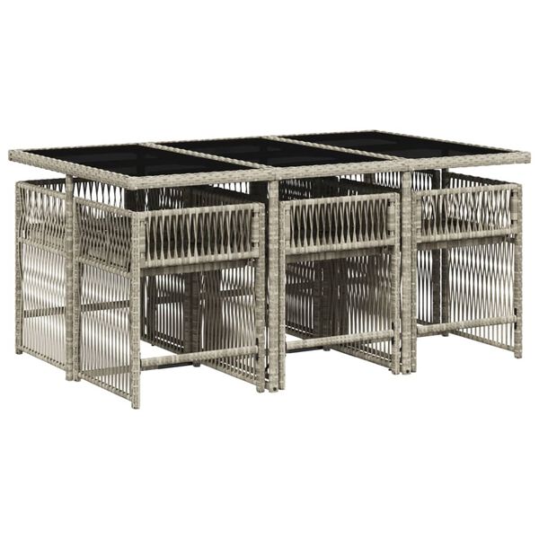 vidaXL 7-cz. zestaw mebli ogrodowych z poduszkami, szary, rattan PE