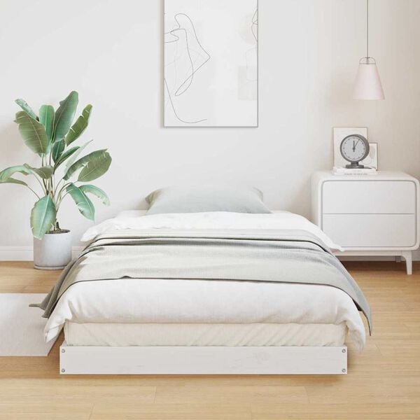 vidaXL Stelaż ł&oacute;żkowy Biały 213.5 x 104 x 9 cm Lite drewno sosnowe