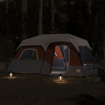 vidaXL Namiot rodzinny z LED, 9-os., jasnoszaro-pomarańczowy