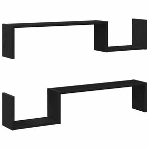 vidaXL P&oacute;łka ścienna z p&oacute;łką 2 pcs Czarny Dąb 100 x 15 x 20 cm