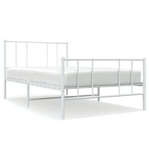 vidaXL Metalowa rama ł&oacute;żka z wezgłowiem i zan&oacute;żkiem, biała, 80x200 cm