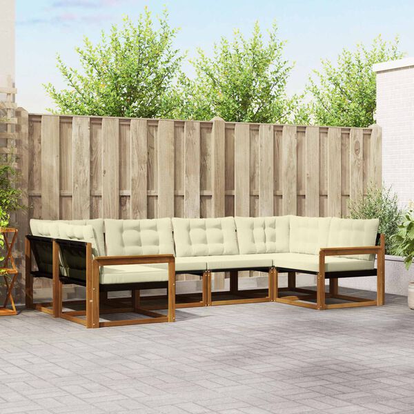 vidaXL Zestaw sof na zewnątrz z poduszką 6 pcs Naturalny i Kremowy