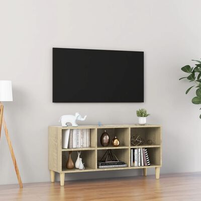 vidaXL Szafka TV z drewnianymi nóżkami, dąb sonoma, 103,5 x 30 x 50 cm