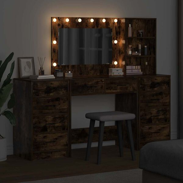 vidaXL Toaletka z szufladą 3 pcs Dąb wędzony Materiał drewnopochodny