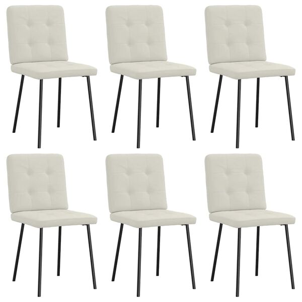 vidaXL Krzesła stołowe, 6 szt., kremowe, obite aksamitem