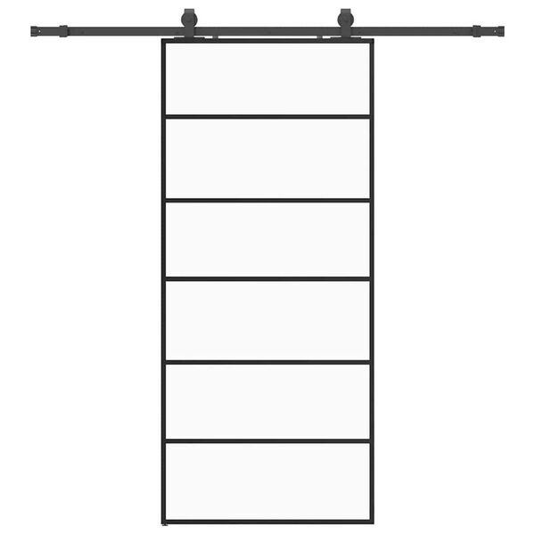 vidaXL Drzwi przesuwne z zestawem okuć czarne 90x205 cm ESG szkło