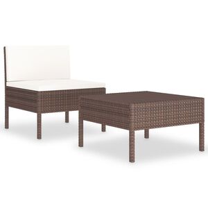 vidaXL 2-cz. zestaw wypoczynkowy do ogrodu, poduszki, rattan PE, brąz