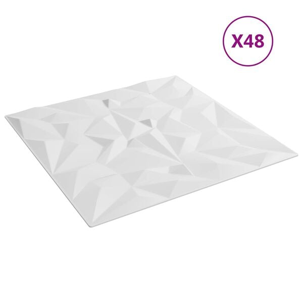 vidaXL Panele ścienne 48 pcs Biały 50 x 50 cm Pianka XPS