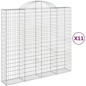 vidaXL Kosze gabionowe, 11 szt, 200x50x180/200cm, galwanizowane żelazo