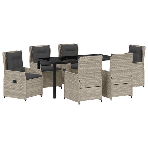 vidaXL Zestaw do jadalni w ogrodzie 7 pcs Jasnoszary polirattan