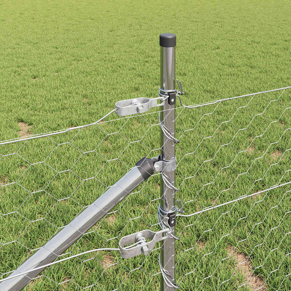 vidaXL Ogrodzenie z słupkami Srebrny 0,5 x 50 m Stal pokryta PCV