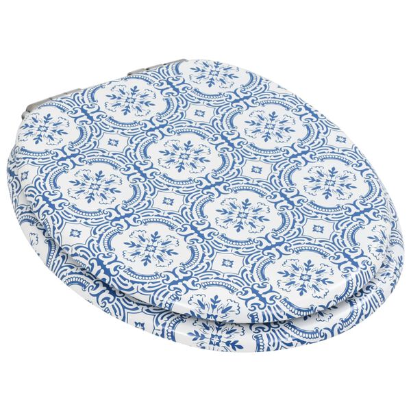 vidaXL Deski klozetowe wolnoopadające, 2 szt., MDF, wzór porcelanowy