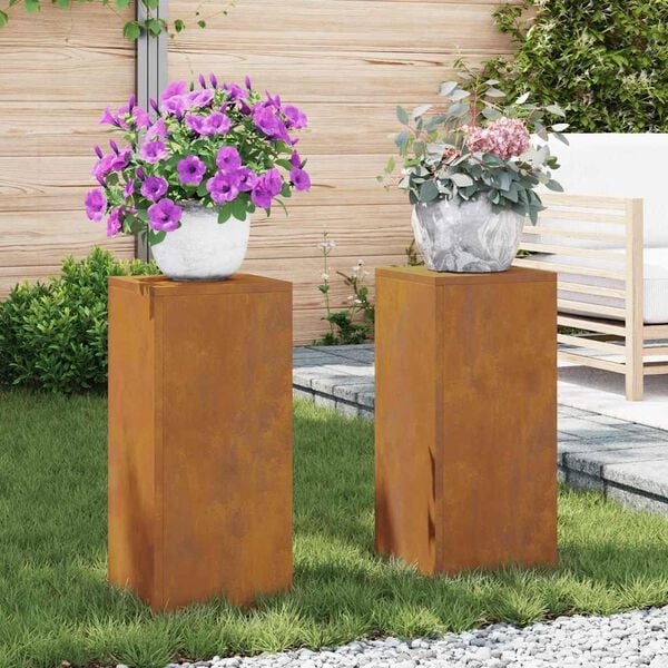 vidaXL Stojak na rośliny 2 pcs Rdzawy 24 x 24 x 55 cm