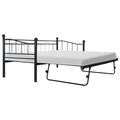 vidaXL Rama łóżka, czarna, stalowa, 180x200/90x200 cm