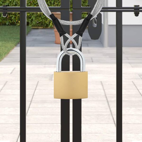 vidaXL Zamek U z kluczami 2 pcs Mosiądz Żelazo