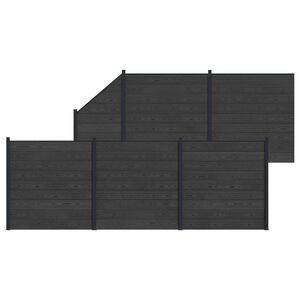 vidaXL Zestaw ogrodzeniowy 6 szt. 965 x 186 cm WPC i aluminium Czarny