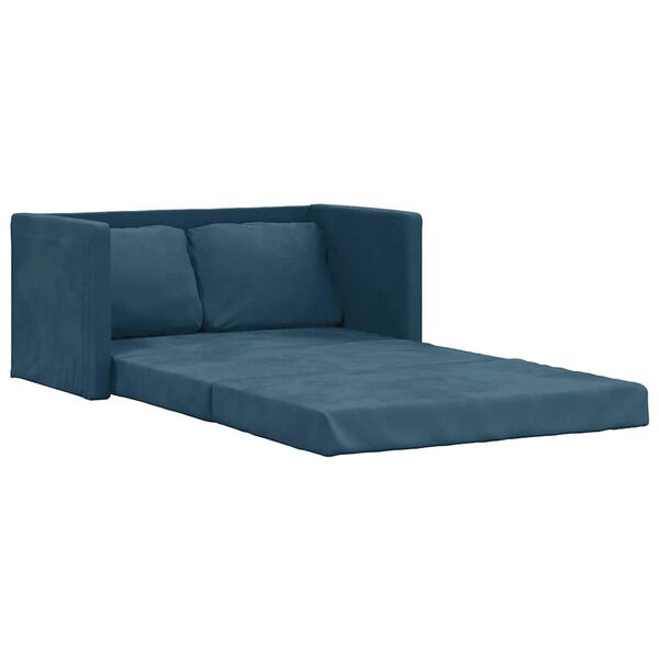 vidaXL Sofa podłogowa 2-w-1, niebieska, 122x204x55 cm, aksamit