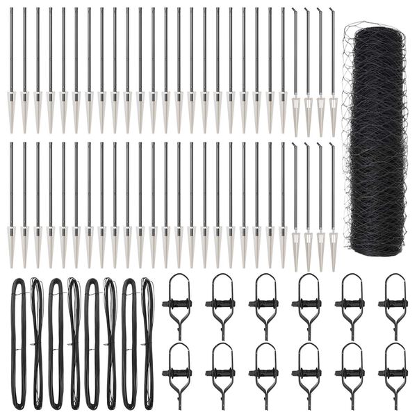 vidaXL Słupek ogrodzeniowy. Szary 100 x 0,5 m (siatka 50 mm)