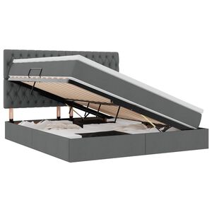 vidaXL Ł&oacute;żko z miejscem na przechowywanie i LED Ciemnoszary Poliester