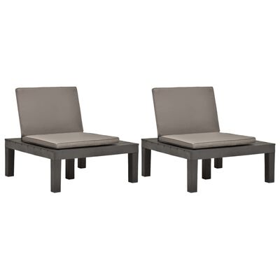 vidaXL Krzesła ogrodowe z poduszkami, 2 szt., plastik, antracytowe