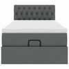 vidaXL Rama ł&oacute;żka otomana z materacem, szara, 100x200 cm, tkanina