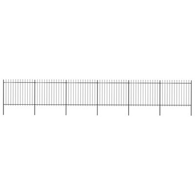 vidaXL Ogrodzenie z prętów z grotami, stalowe, 10,2 x 1,5 m, czarne