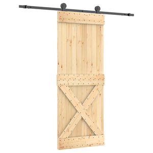 vidaXL Drzwi przesuwne 80 x 210 cm Lite Drewno Sosnowe (Nieobrobione)