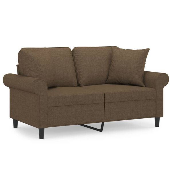 vidaXL 2-osobowa sofa z poduszkami, brązowa, 120 cm, tkanina