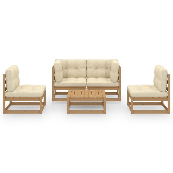 vidaXL 5-cz. zestaw wypoczynkowy do ogrodu, z poduszkami, lita sosna