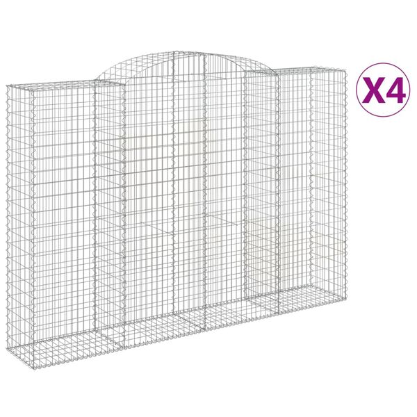 vidaXL Kosze gabionowe, 4 szt, 300x50x200/220 cm, galwanizowane żelazo