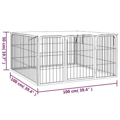 vidaXL Kojec dla psa, 4 panele, czarny, 100x50 cm, stalowy