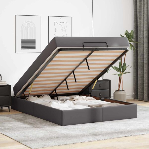 vidaXL Rama ł&oacute;żka z materacem z materacem 2 pcs Szary PVC