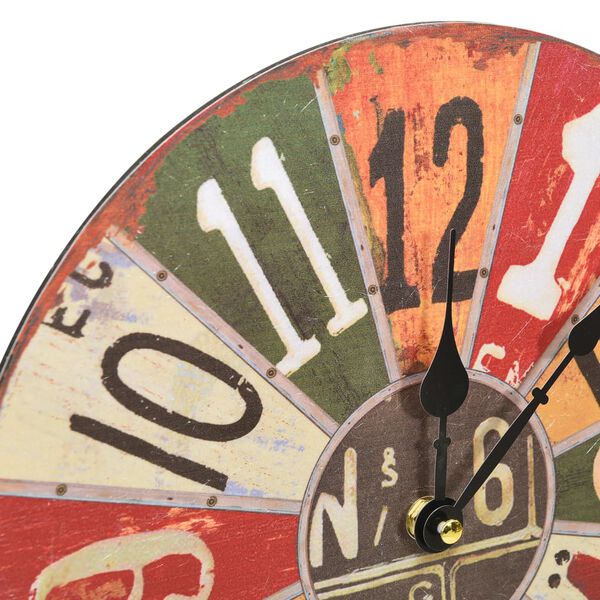 vidaXL Zegar ścienny, wielokolorowy, 30 cm, MDF