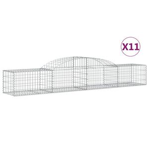 vidaXL Kosze gabionowe, 11 szt, 300x50x40/60 cm, galwanizowane żelazo