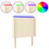 vidaXL Zagł&oacute;wek do ł&oacute;żka z LED kremowy 103x16x118/128cm sztuczna sk&oacute;ra