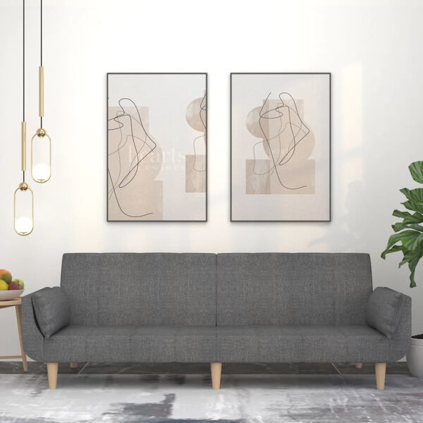 vidaXL 2-osobowa kanapa, 2 poduszki, jasnoszara, tapicerowana tkaniną