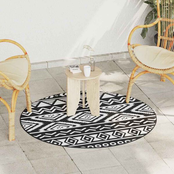 vidaXL Dywan zewnętrzny, ARAKIL czarny, Ø120 cm, PP