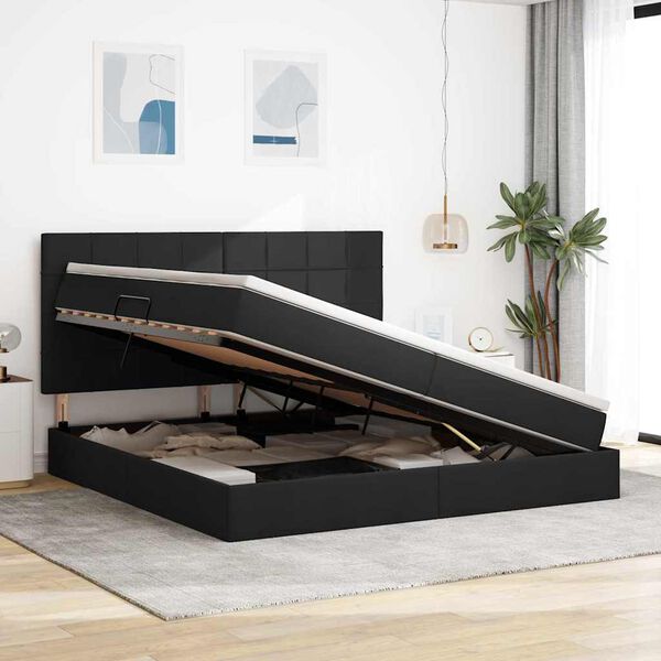 vidaXL Ł&oacute;żko z miejscem na przechowywanie i LED Czarny 200 x 200 cm