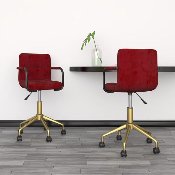 vidaXL Obrotowe krzesła stołowe, 2 szt., winna czerwień, aksamitne