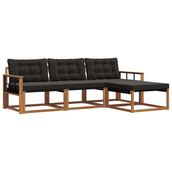 vidaXL Zestaw sof na zewnątrz z poduszką 4 pcs Naturalny i czarny